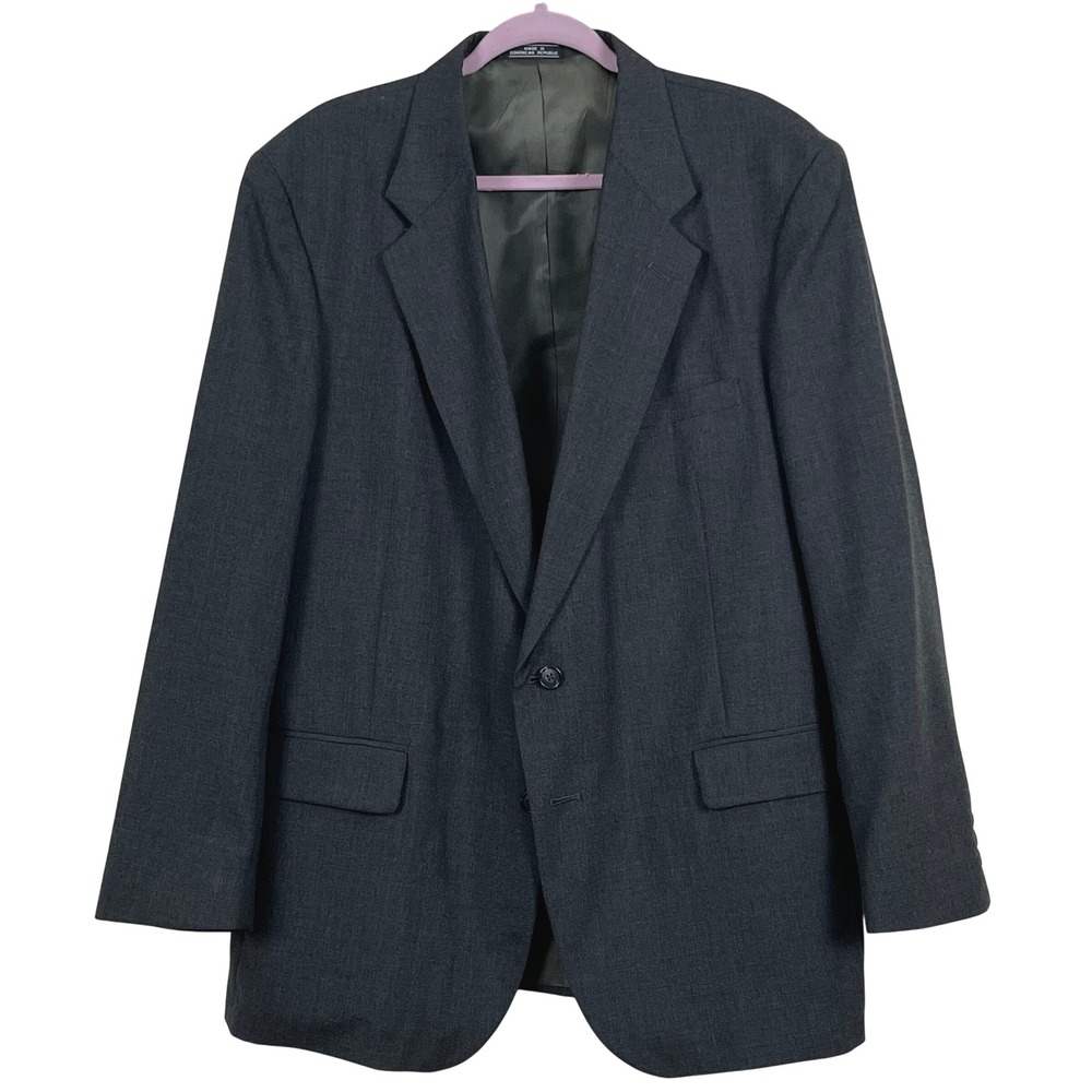 Barrington Men Sport Coat 44R Charcoal Gray Wool Blend Soft Textured Suit Blazer